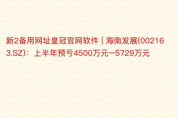 新2备用网址皇冠官网软件 | 海南发展(002163.SZ)：上半年预亏4500万元–5729万元