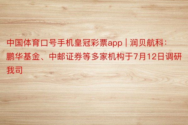 中国体育口号手机皇冠彩票app | 润贝航科：鹏华基金、中邮证券等多家机构于7月12日调研我司