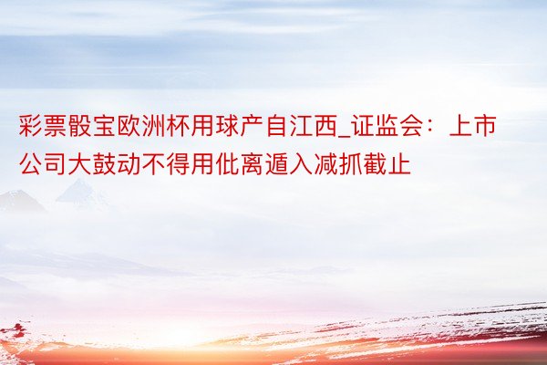 彩票骰宝欧洲杯用球产自江西_证监会：上市公司大鼓动不得用仳离遁入减抓截止