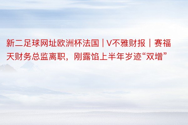 新二足球网址欧洲杯法国 | V不雅财报｜赛福天财务总监离职，刚露馅上半年岁迹“双增”