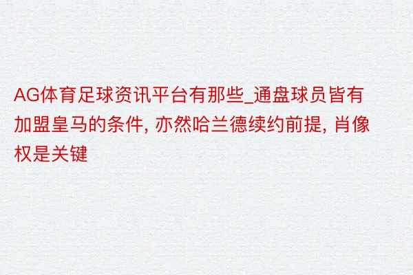 AG体育足球资讯平台有那些_通盘球员皆有加盟皇马的条件, 亦然哈兰德续约前提, 肖像权是关键