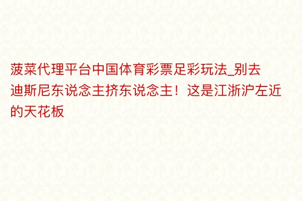 菠菜代理平台中国体育彩票足彩玩法_别去迪斯尼东说念主挤东说念主！这是江浙沪左近的天花板