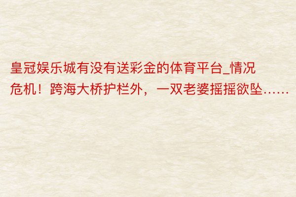 皇冠娱乐城有没有送彩金的体育平台_情况危机！跨海大桥护栏外，一双老婆摇摇欲坠……